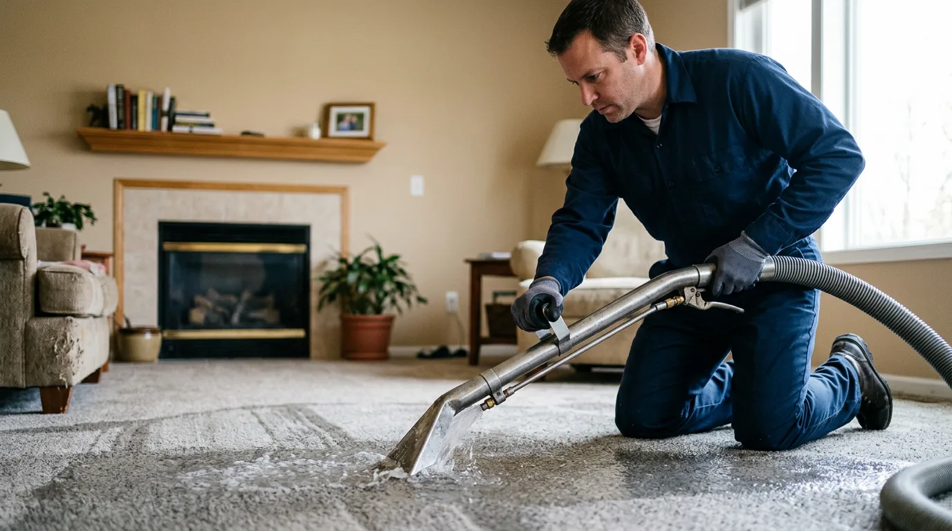 Water damage restoration technician working near Ansley, NE